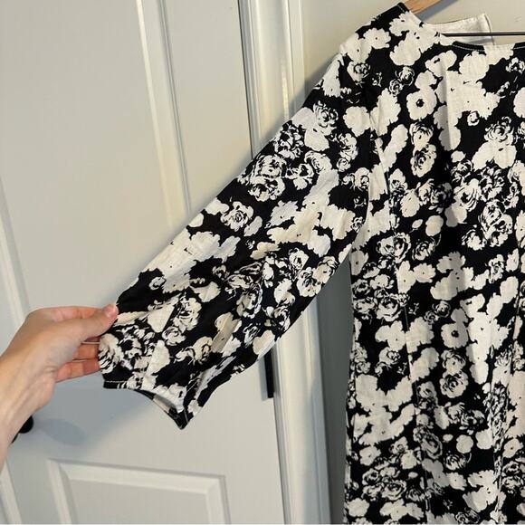 NWT Everlane Black White Linen Floral Long Sleeve Maxi Dress 6 - Picture 12 of 14